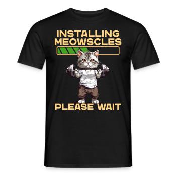 Miaoul Chat Drôle Bodybuilder Entraînement - T-shirt homme - noir - Devant - AI Model Male 178 light (178cm)
