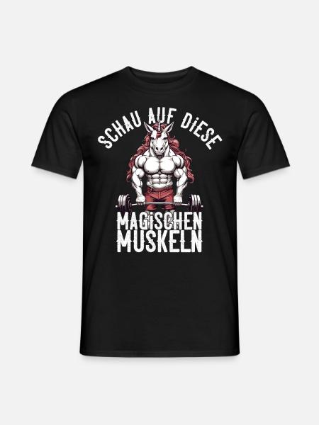 Einhorn Bodybuilder Magische Muskeln Design - Männer T-Shirt - Schwarz