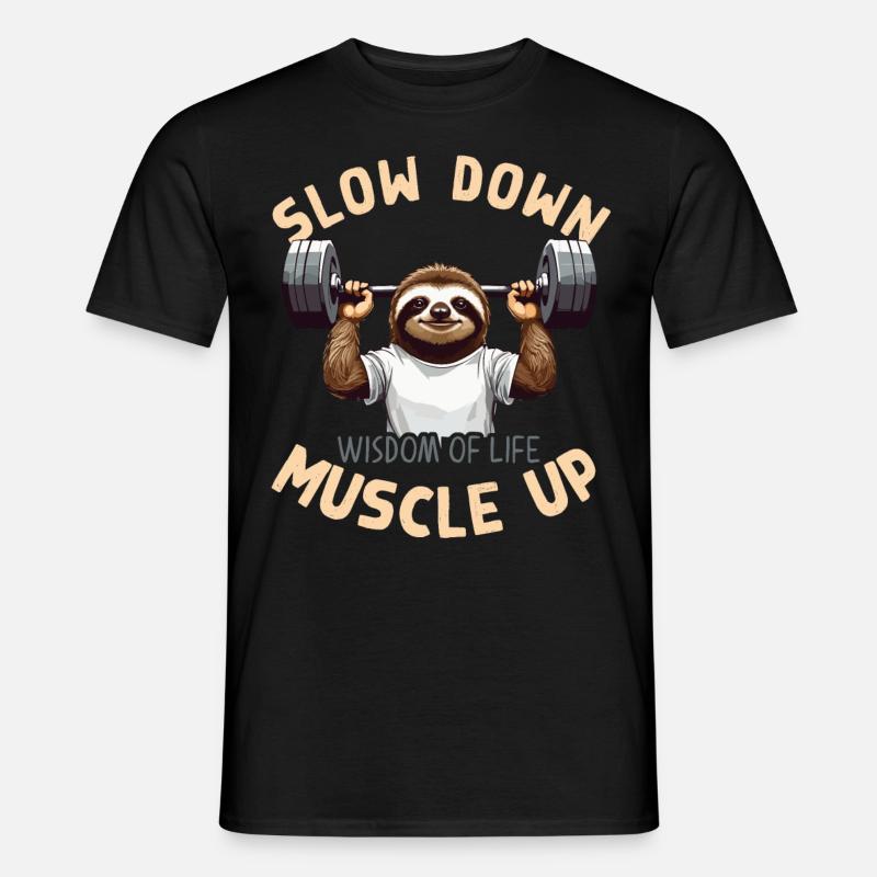 Motivationsfaultier Workout Bodybuilding Fun - Männer T-Shirt - Schwarz