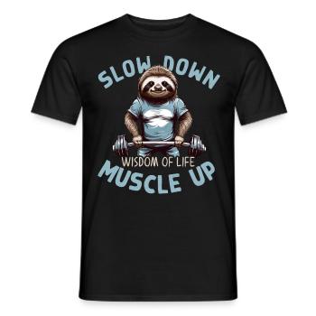Paresseux Workout Dire Fitness avec un sourire - T-shirt homme - noir - Devant - AI Model Male 178 light (178cm)