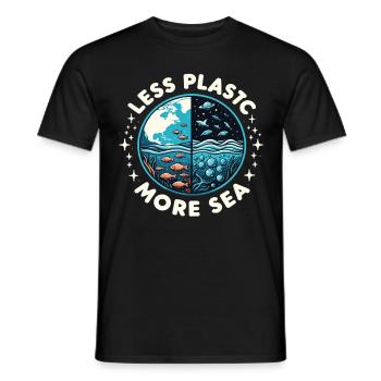 Less Plastic More Sea Environment Environmentalists - Men's T-Shirt - black - Front - AI Model Male 178 light (178cm)