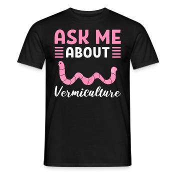 Posez-moi des questions sur l’élevage de vers de vermiculture / - T-shirt homme - noir - Devant - AI Model Male 178 light (178cm)