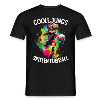 Coole Jungs spielen Fußball für Jungen Fußballer - Männer T-Shirt - Schwarz - Vorne - AI Model Male 178 light (178cm)