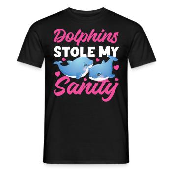 Dolphin Dolphins Stole My Sanity - Men's T-Shirt - black - Front - AI Model Male 178 light (178cm)