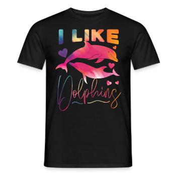 Dolphin Watercolor I Like Dolphins - Männer T-Shirt - Schwarz - Vorne - AI Model Male 178 light (178cm)
