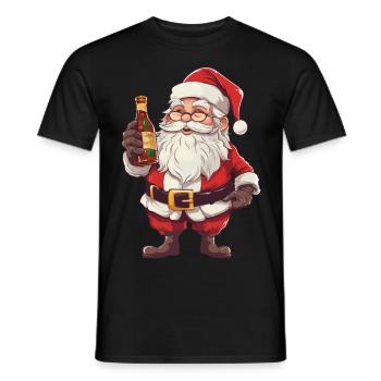 Père Noël bouteille rhum alcool liqueur Cheers - T-shirt homme - noir - Devant - AI Model Male 178 light (178cm)