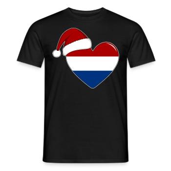 Drapeau de Hollande coeur de Noël - T-shirt homme - noir - Devant - AI Model Male 178 light (178cm)