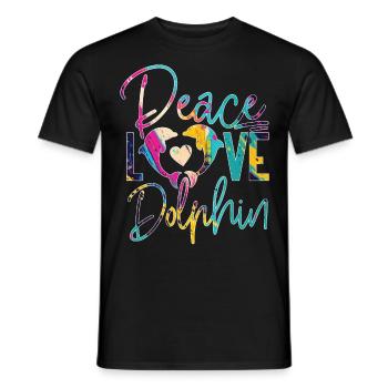 Dolphin Peace Love Dolphin - Männer T-Shirt - Schwarz - Vorne - AI Model Male 178 light (178cm)