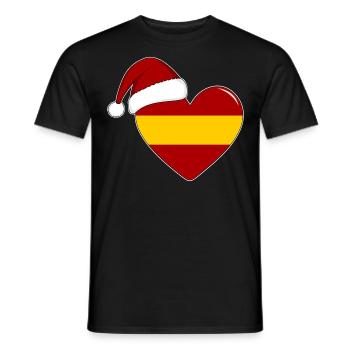 Drapeau Espagne coeur de Noël - T-shirt homme - noir - Devant - AI Model Male 178 light (178cm)