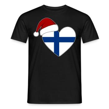 Coeur de Noël drapeau Finlande - T-shirt homme - noir - Devant - AI Model Male 178 light (178cm)