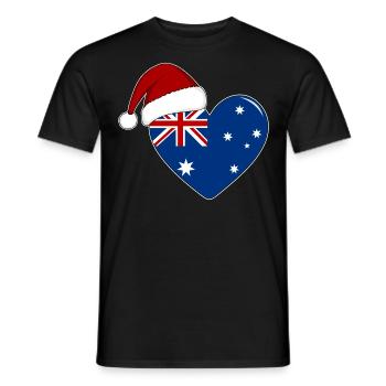 Drapeau Australie coeur de Noël - T-shirt homme - noir - Devant - AI Model Male 178 light (178cm)