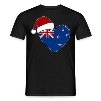 Coeur de Noël drapeau Nouvelle-Zélande - T-shirt homme - noir - Devant - AI Model Male 178 light (178cm)