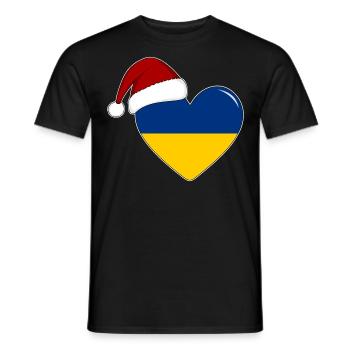 Coeur de Noël drapeau de l’Ukraine - T-shirt homme - noir - Devant - AI Model Male 178 light (178cm)