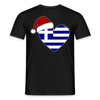 Coeur de Noël drapeau Grèce - T-shirt homme - noir - Devant - AI Model Male 178 light (178cm)