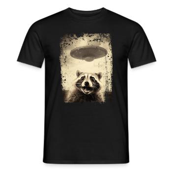 Lustiger Waschbär mit UFO Retro Vintage Alien - Männer T-Shirt - Schwarz - Vorne - AI Model Male 178 light (178cm)