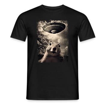 Lustiges Eichhönrchen mit UFO Retro Vintage Alien - Männer T-Shirt - Schwarz - Vorne - AI Model Male 178 light (178cm)