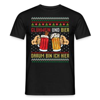 Glühwein und Bier Darum bin Ich Hier Weihnachten - Männer T-Shirt - Schwarz - Vorne - AI Model Male 178 light (178cm)