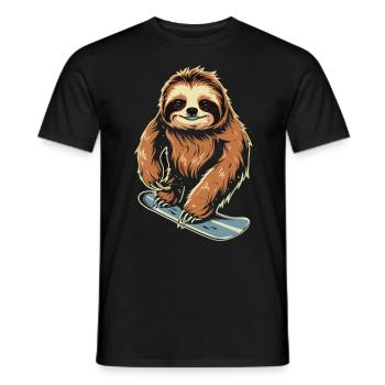 Snowboard Sloth : Descente fraîche - T-shirt homme - noir - Devant - AI Model Male 178 light (178cm)