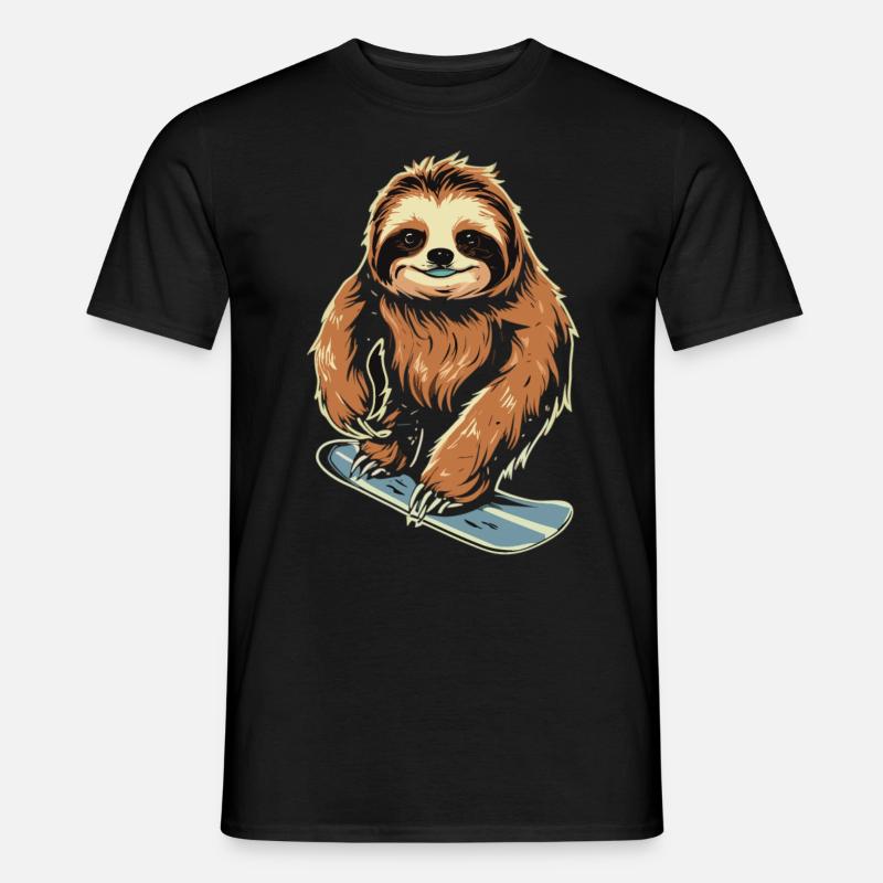 Snowboard Sloth: Coole Abfahrt - Männer T-Shirt - Schwarz