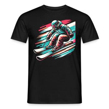 Winter Thrill: Skiers in the Snow - Men's T-Shirt - black - Front - AI Model Male 178 light (178cm)