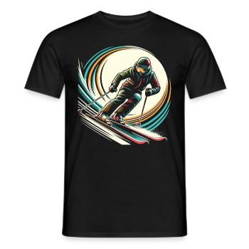 Piste hero: Skiers in action - Men's T-Shirt - black - Front - AI Model Male 178 light (178cm)