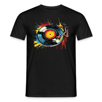 Vinyl Record LP Turntable Retro - Men's T-Shirt - black - Front - AI Model Male 178 light (178cm)