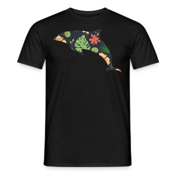 Dolphin Tropical Flower Floral - Men's T-Shirt - black - Front - AI Model Male 178 light (178cm)