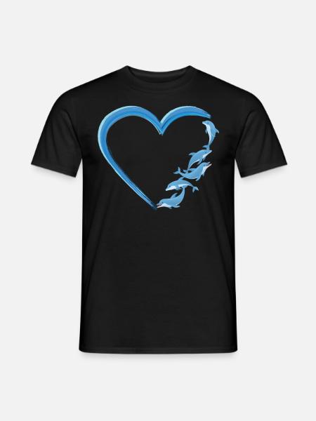 Dolphin Heart - Männer T-Shirt - Schwarz