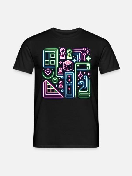 Brettspiel Abenteuer im Neon und Cyber Stil - T-shirt herr - svart