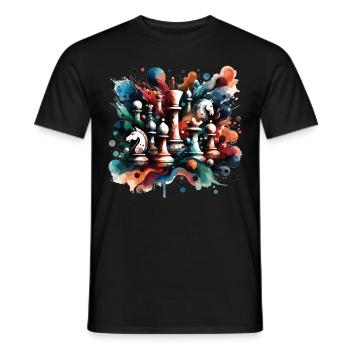 Malerische Schachfiguren Shirt Schach Geschenk - Männer T-Shirt - Schwarz - Vorne - AI Model Male 178 light (178cm)