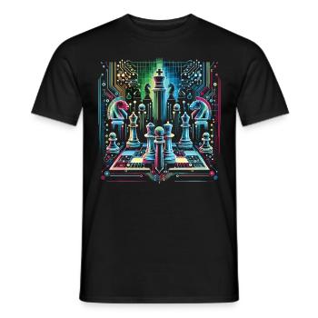 Glowing Neon Chess Design - Men's T-Shirt - black - Front - AI Model Male 178 light (178cm)