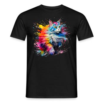 Katze, Maine Coon - Männer T-Shirt - Schwarz - Vorne - AI Model Male 178 light (178cm)