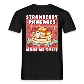 Les crêpes aux fraises me font sourire - T-shirt homme - noir - Devant - AI Model Male 178 light (178cm)