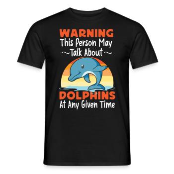 Dolphin Retro Warning This Person - Men's T-Shirt - black - Front - AI Model Male 178 light (178cm)