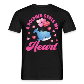 Dolphin Valentines Day A Dolphin - Men's T-Shirt - black - Front - AI Model Male 178 light (178cm)