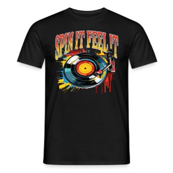 Vinyl Schallplatte Platte LP Plattenspieler Retro - Männer T-Shirt - Schwarz - Vorne - AI Model Male 178 light (178cm)