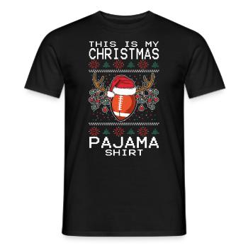 This Is My Christmas Football Pajama Shirt - Männer T-Shirt - Schwarz - Vorne - AI Model Male 178 light (178cm)