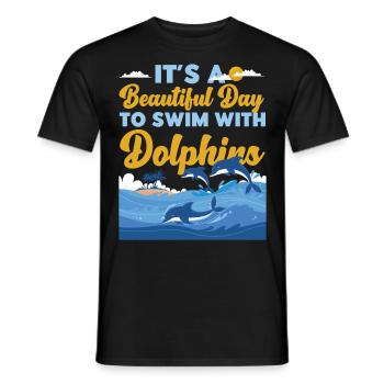 Dolphin It's A Beautiful Day To - Männer T-Shirt - Schwarz - Vorne - AI Model Male 178 light (178cm)