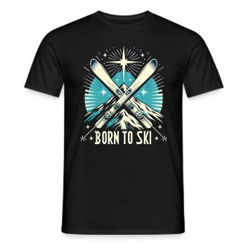 Born To Ski Skiing Ski Sayings Après Ski - Men's T-Shirt - black - Front - AI Model Male 178 light (178cm)