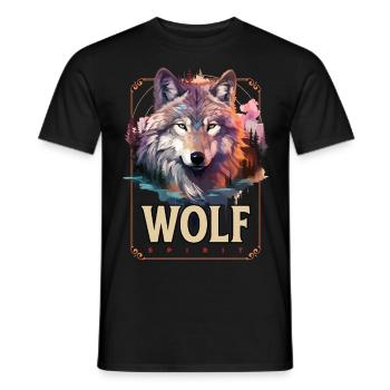 Loup tête de loup Nature nature sauvage aventure forêt Art - T-shirt homme - noir - Devant - AI Model Male 178 light (178cm)