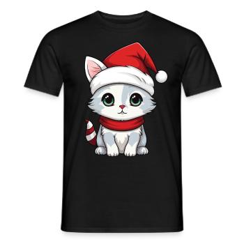 Cat Christmas Christmas Cat Cute Merry Catmas - Men's T-Shirt - black - Front - AI Model Male 178 light (178cm)