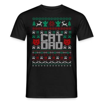 Ugly Christmas Cat Dad - Men's T-Shirt - black - Front - AI Model Male 178 light (178cm)