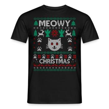 Dame chat de Noël - T-shirt homme - noir - Devant - AI Model Male 178 light (178cm)