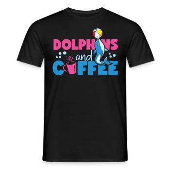 Dolphin Coffee Dolphins And Coffee - Men's T-Shirt - black - Front - AI Model Male 178 light (178cm)