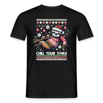 Sloth Christmas Sloth Santa Hat - Men's T-Shirt - black - Front - AI Model Male 178 light (178cm)
