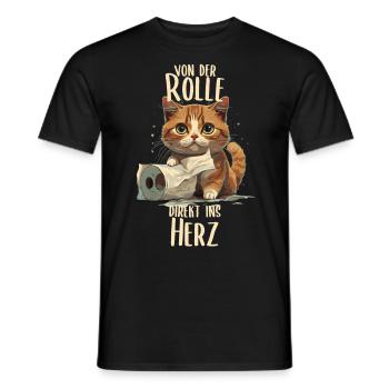Playful Kitten: Toilet Fun - Men's T-Shirt - black - Front - AI Model Male 178 light (178cm)