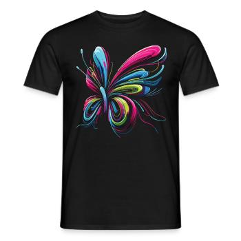 Flight of Fantasy: Abstract Butterfly - Men's T-Shirt - black - Front - AI Model Male 178 light (178cm)