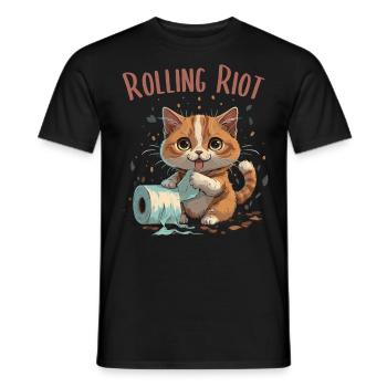 Aventure du rouleau de papier : Chat mignon - T-shirt homme - noir - Devant - AI Model Male 178 light (178cm)