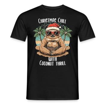 Noël tropical : paresseux et noix de - T-shirt homme - noir - Devant - AI Model Male 178 light (178cm)