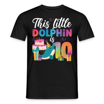Dolphin 10th Birthday Watercolor - Männer T-Shirt - Schwarz - Vorne - AI Model Male 178 light (178cm)